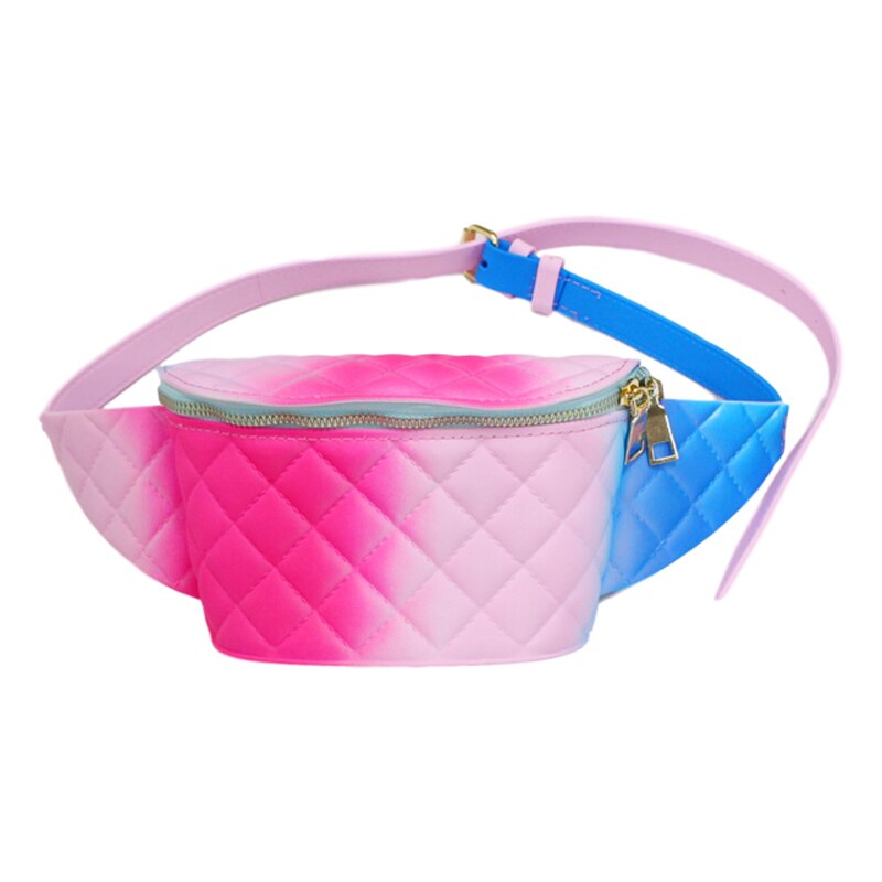 Ladies Transparent Jelly Rainbow Purse Waterproof Beach Waist Bag Pvc Jelly Candy Pink Fanny Pack Sport Fanny Packs for Women