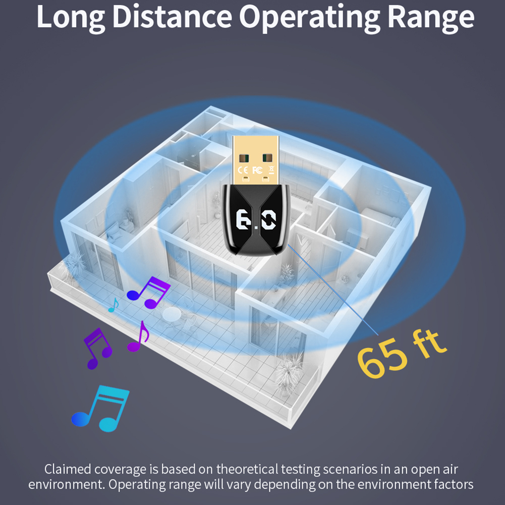 BT 6.0 Adapter USB BT 6.0 Dongle Wireless BT Transmitter Receiver for PC Speaker Wireless Mouse Keyboard
