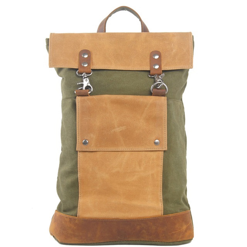 Vintage Waterproof Canvas Leather Laptop Backpacks for Men College Students School Bags for Teenagers Women Travel Daypacks