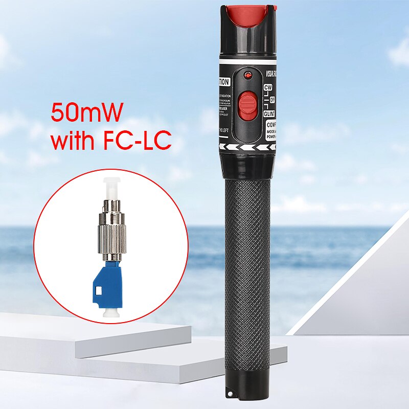 50MW Visual Fault Locator Fiber Optic Cable Tester 50KM Range VFL: 50km with FC-LC