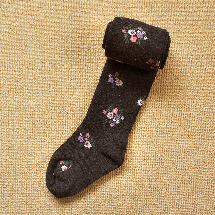 Flower Print Tights for Girls Children Pantyhose Kids Cotton Dance Stockings for Girls Flora Clothing 3-9 Years Spring: Black / 100 to 115cm