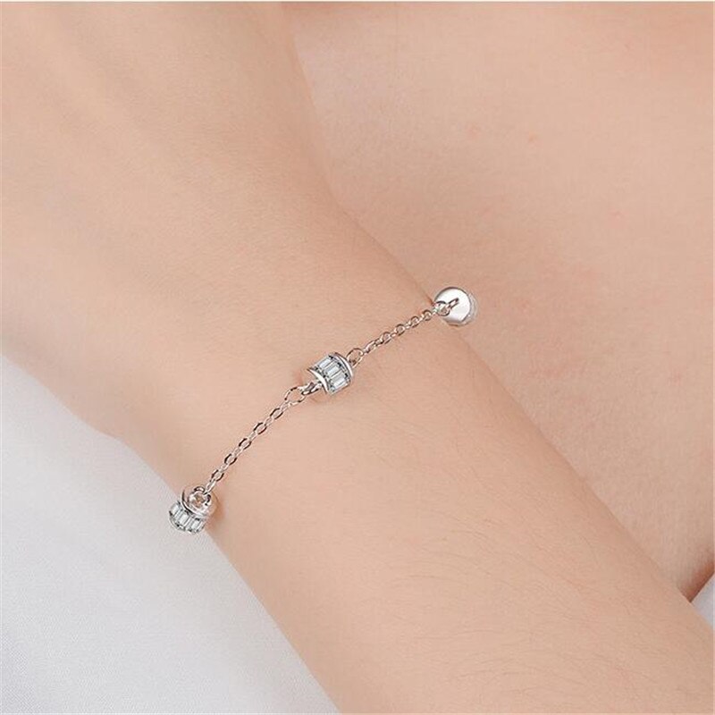 Beautiful Exquisite Cylinder Temperament 925 Sterling Silver Jewelry Geometric Personality Women Bracelets SB171