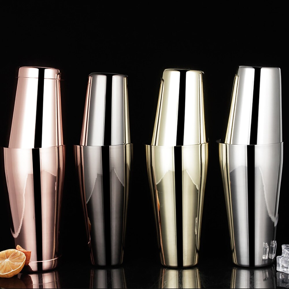 550ML/750ML 304 Stainless Steel Cocktail Shaker 2-piece Set Mixer Wine Martini Boston Shaker For Bartender Drink Party Bar Tools