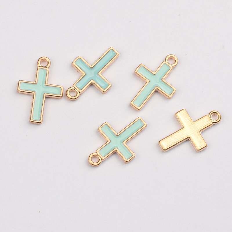 50pcs/lot Zinc Alloy Mini Cross Enamel Charms For DIY Jewelry Making Finding Accessories: blue