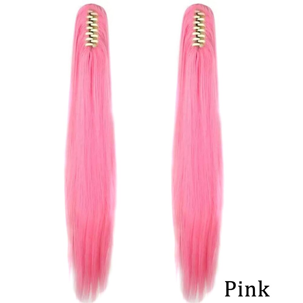 Extensiones de cabello de cola de caballo ondulada y rizada de 20 pulgadas, pinza sintética en postizos de cola de caballo para mujeres blancas, Color marrón, negro y rojo
