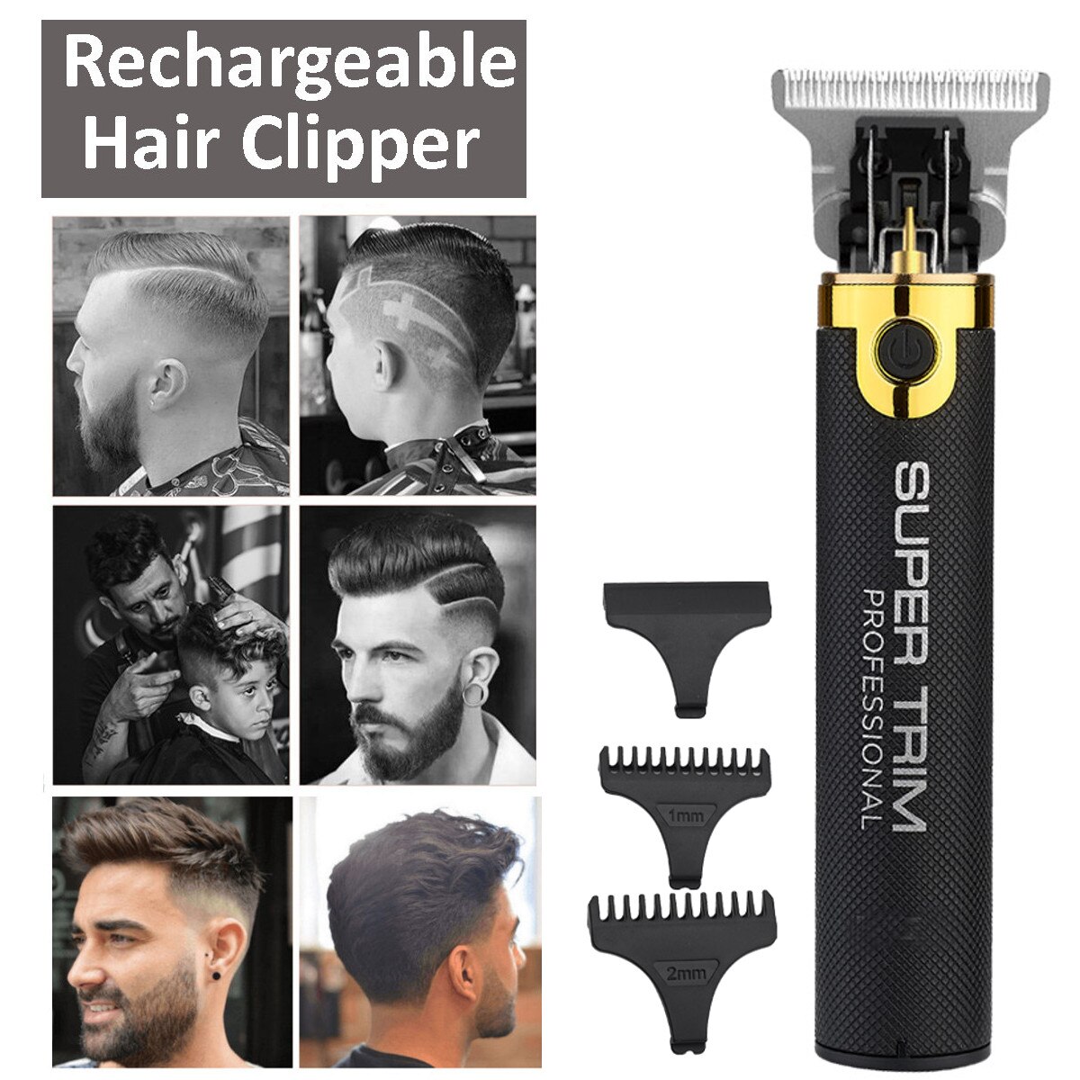 8in1 Hair Trimmer T-Outliner Skeleton Heavy Hitter Cordless Trimmer Men 0mm Baldheaded Hair Clipper Finish Hair Cutting Machine: 6