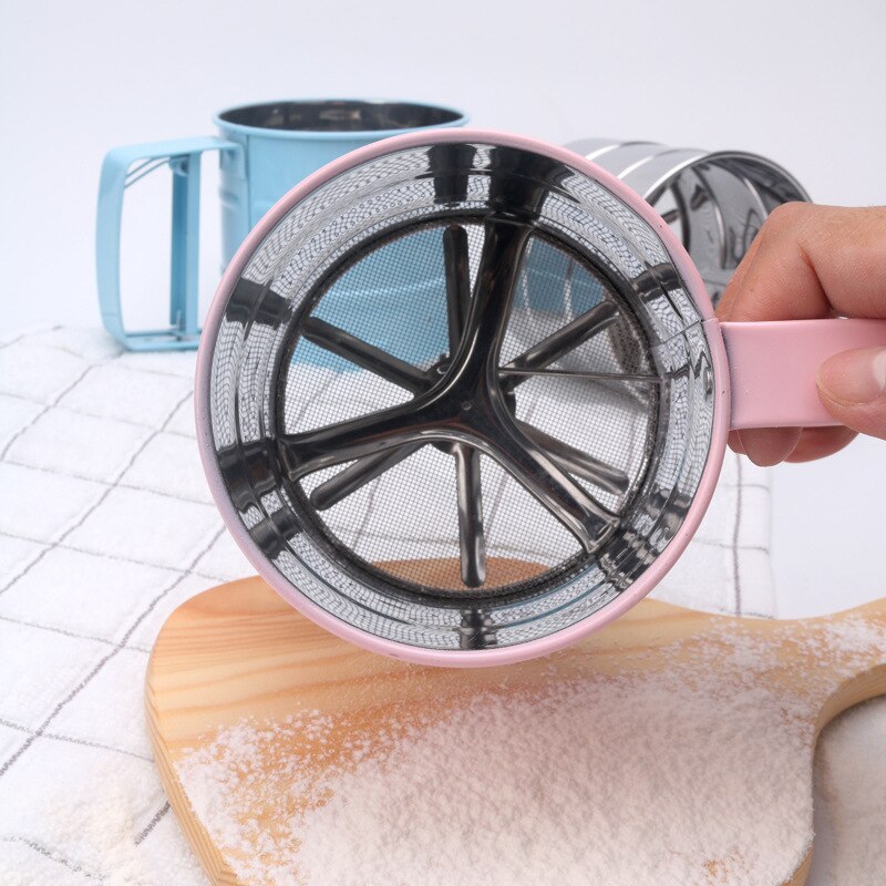 Handheld Flour Sifter Stainless Steel Mesh Flour Baking Icing Sugar Shaker Sieve Cup Shape Bakeware Baking Pastry tools