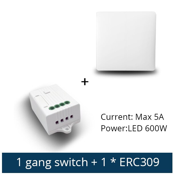 Benexmart Tuya WiFi Switch with Kinetic Wireless Remote Control Alexa Echo Google Home Voice Control Wall Switch No Need Battery: 1gang with 1 ERC309