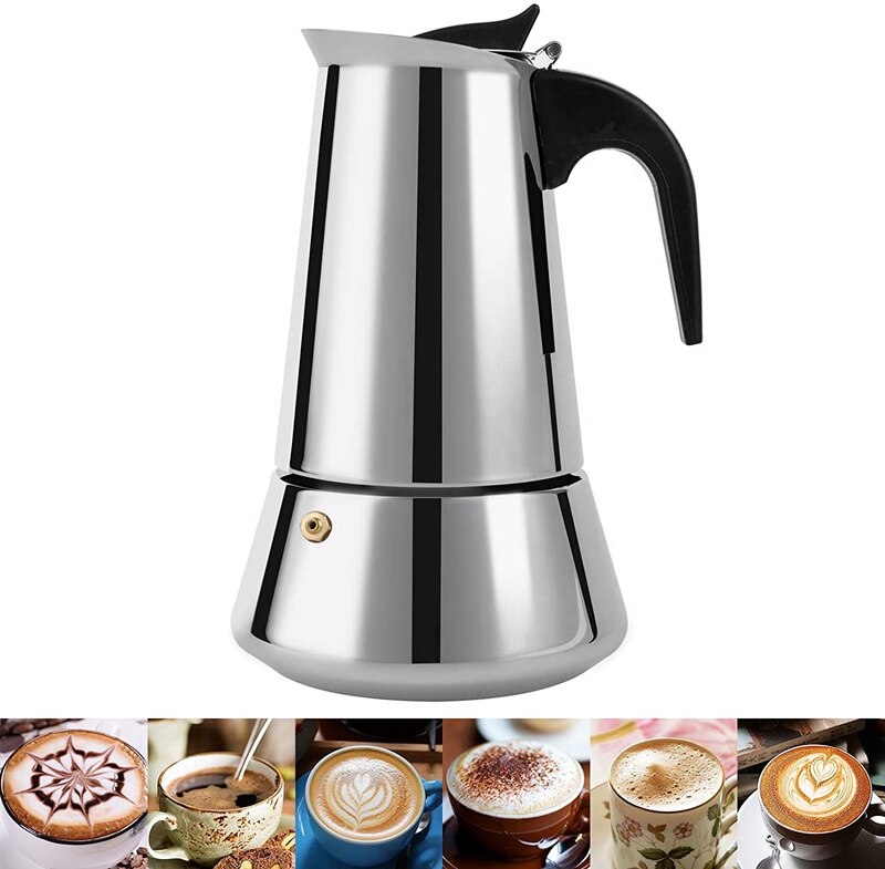 Stovetop Espresso Maker Moka Pot 4 Cup Percolator Coffee Maker Clic Cafe Maker Suitable for Induction Cookers