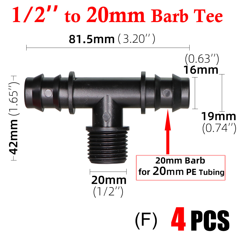 16 20 25MM 1/2" 3/4" Thread Connector to Barb 16mm 20mm PE Tubing Adapter Hose Joints Garden Drip Irrigation Coupling Fittings: Light Grey