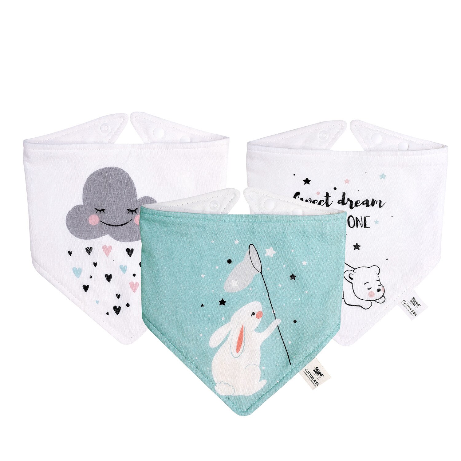 3Pc bavaglini Bandana in mussola per bambini triangolo Burp panni 100% cotone ragazzi ragazze bavaglini neonato asciugamano Saliva traspirante: EH30007