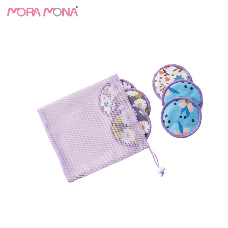 Mora Mona – coussinet d&#39;allaitement lavable, 6 pièces/paquet, réutilisable, doux et respirant, avec sac à linge: C