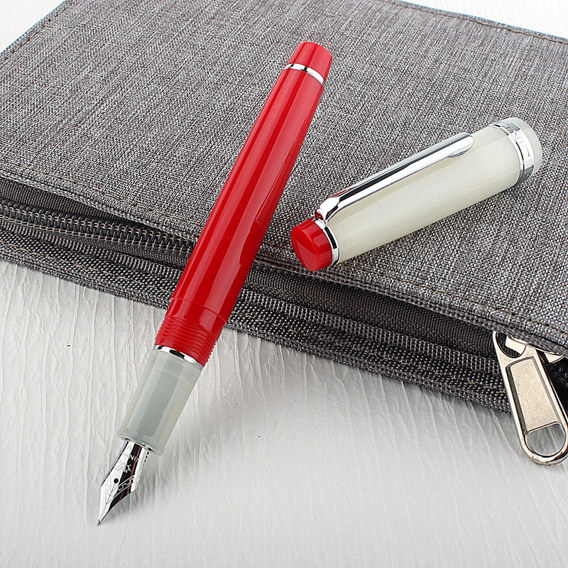 Jinhao 82 pluma estilográfica transparente Clip dorado pluma giratoria Popular EF F M NIB negocios Oficina escuela suministros escritura: Gris claro / M