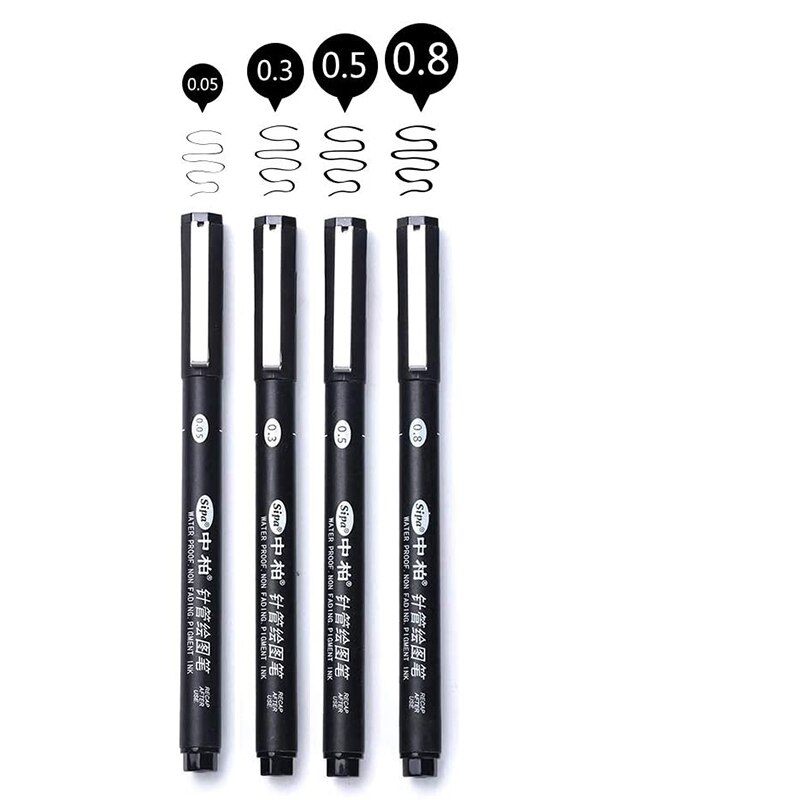 Fine Line Needle Pen for Cartoon Sketching, Comic, Manga, Artist Illustration, Technical Drawing, Figure: 005030508