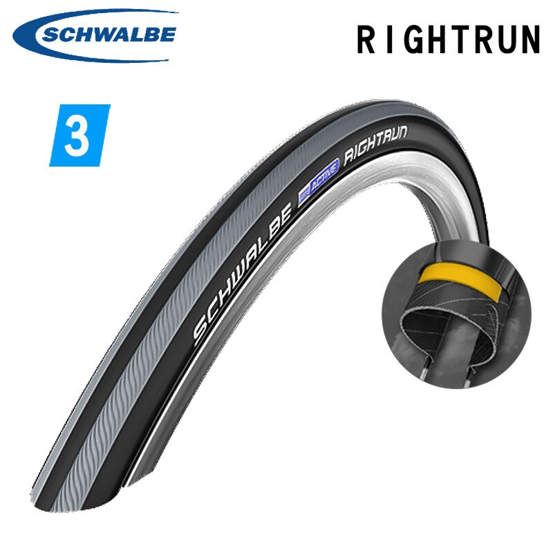 Schwalbe RIGHTRUN-neumático para silla de ruedas de 24 pulgadas, 25-540, 24x1, alambre de acero inflable, antiperforación