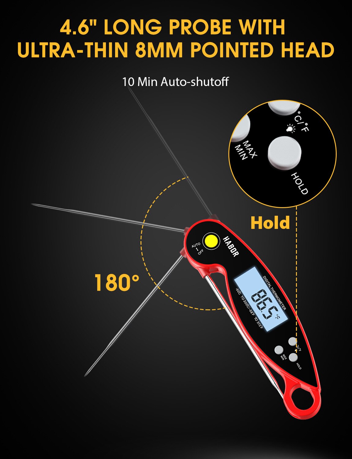 Habor Food Thermometer Digital Kitchen Thermometer Meat Water Milk Cooking Probe BBQ Electronic Oven Waterproof Kitchen Tools