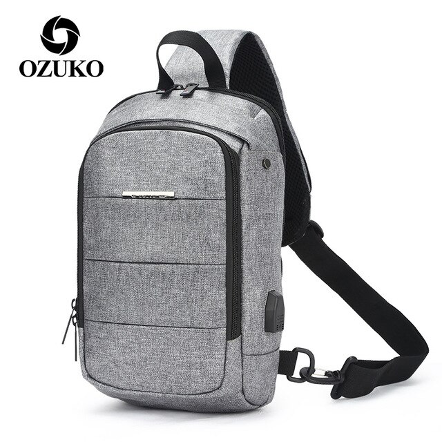 OZUKO Multifunctionele Oxford Waterdicht Reizen Mannen USB Anti Diefstal Leisure Rugzak Mannen Schooltassen Reistas: Light Grey