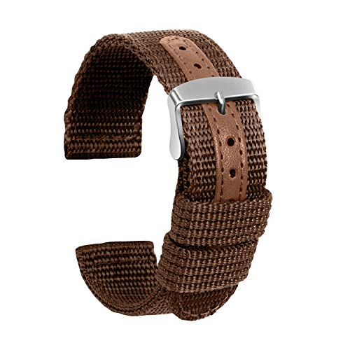 Ure tilbehør nylon læder urrem til dw ure rem 18mm 20mm 22mm 24mm bredde ur erstatningsbånd: Kaffe / 20mm