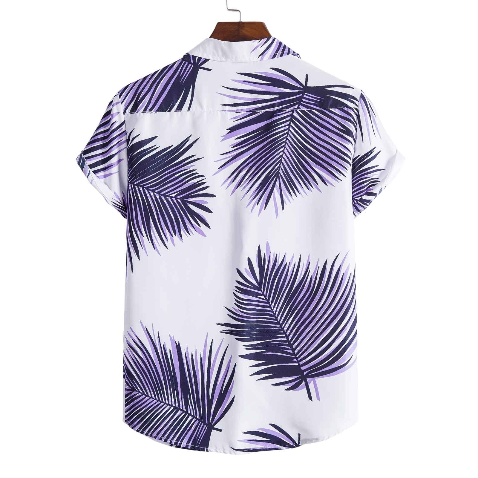 Mens Beach Hawaiian Shirt Mens Short Sleeve Hawaiian Shirt Fast Drying Plus Size Asian Size Summer Casual Floral Beach Shirts