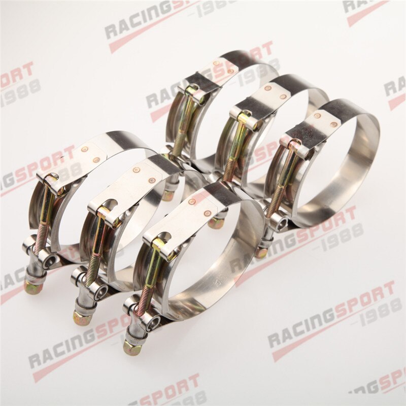 6PCS 4.0" inch 105/117mm Turbo Pipe Hose Coupler T-bolt Clamps Stainless Steel