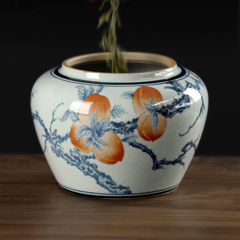 Ceramic Tea Caddy with Cover Moisture-proof Sealed Tank Storage Jar Tea Container Large Tea Box Food Storage Tank Tea Organizer