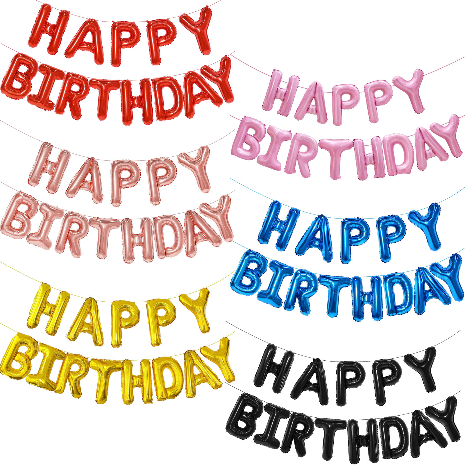 Gullblå bursdagsballong 16 cm foliebokstaver bursdagsskilt banner med bursdagsmotiv til jenter takrenne låve voksne bursdagsdekorasjon