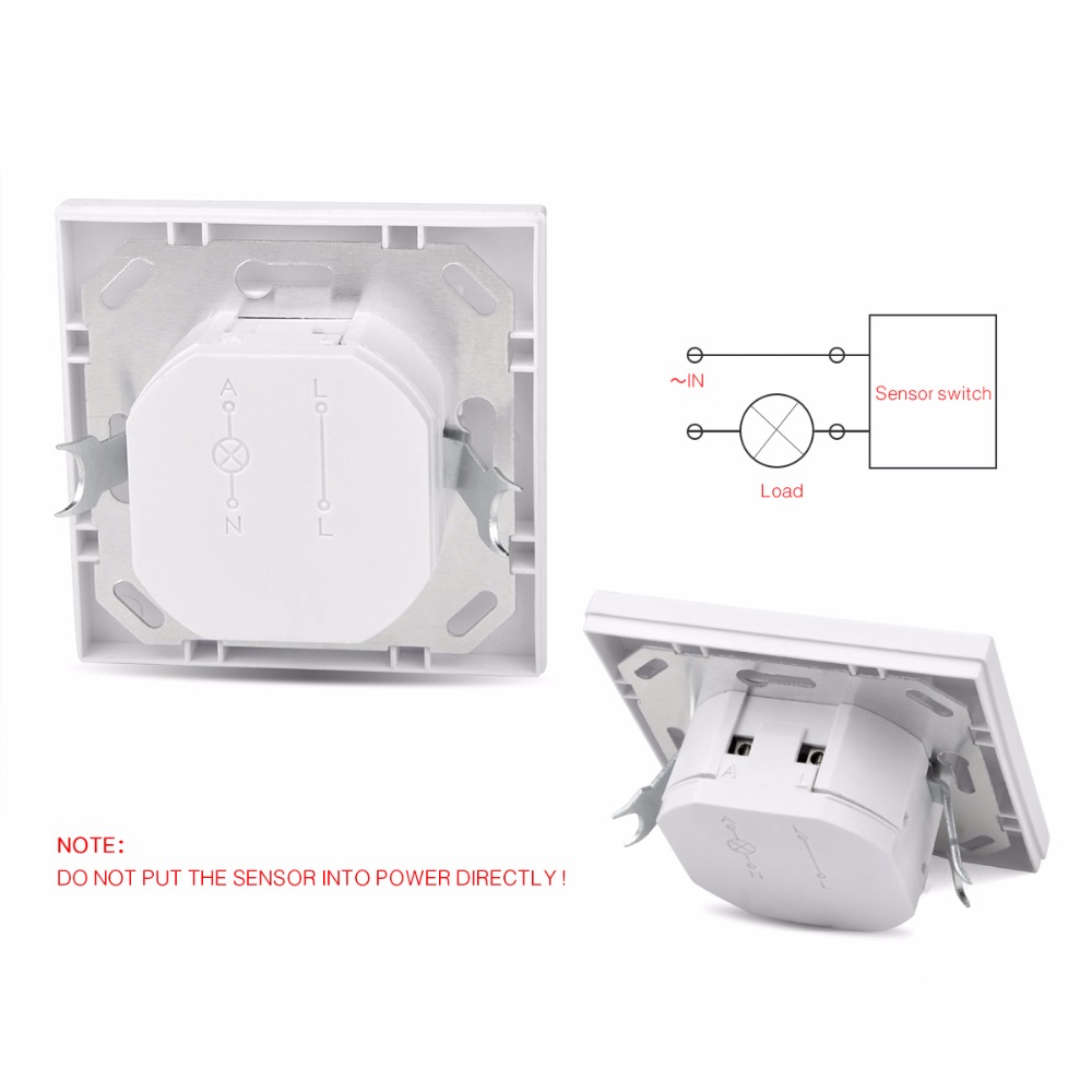 Wall mounted PIR Motion Sensor light Switch ON / OFF Power Electrical Socket Adapter 100V-240V AC MAX 500w load + 10m max