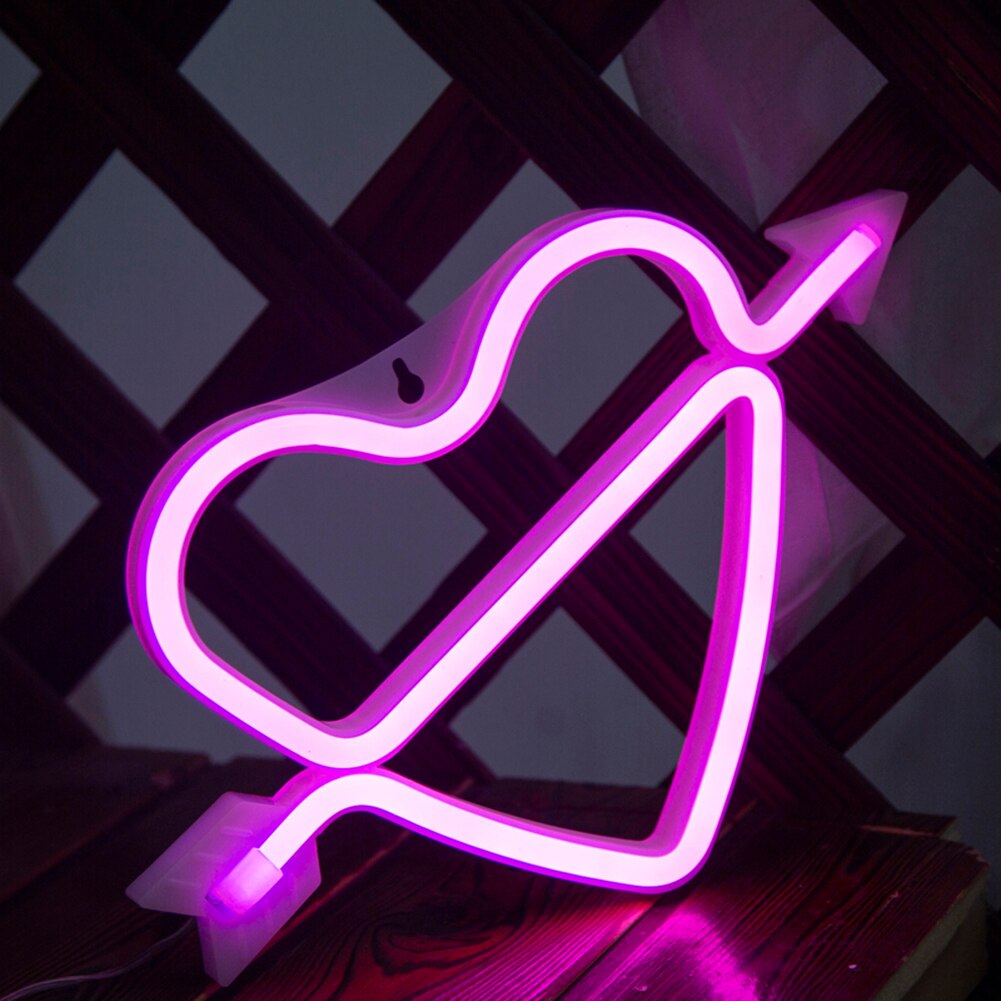 Heart Arrow Shape LED Neon Light Colorful Rainbow Neon Sign Wall Hanging Night Lamp for Home Party Wedding Festival: 04