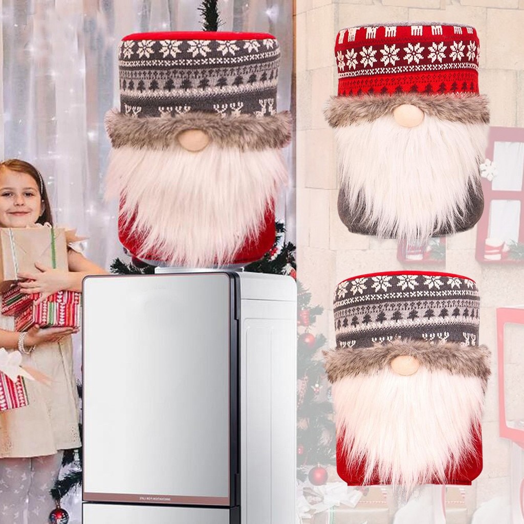 Christmas Dust Cover Water Bucket Dispenser Container Bottle Purifier Xmas Home Decoration faceless elderly knitted bucket