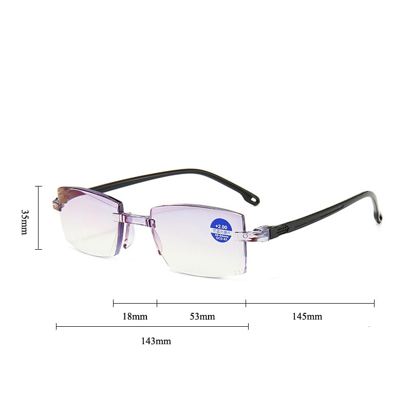 Frameloze Leesbril Anti Blauw Licht Randloze Verziend Brillen Ver Slechtzienden Bril Dioptrie 0 + 1.0 1.5 2.0 2.5 3.0 + 3.5 4.0