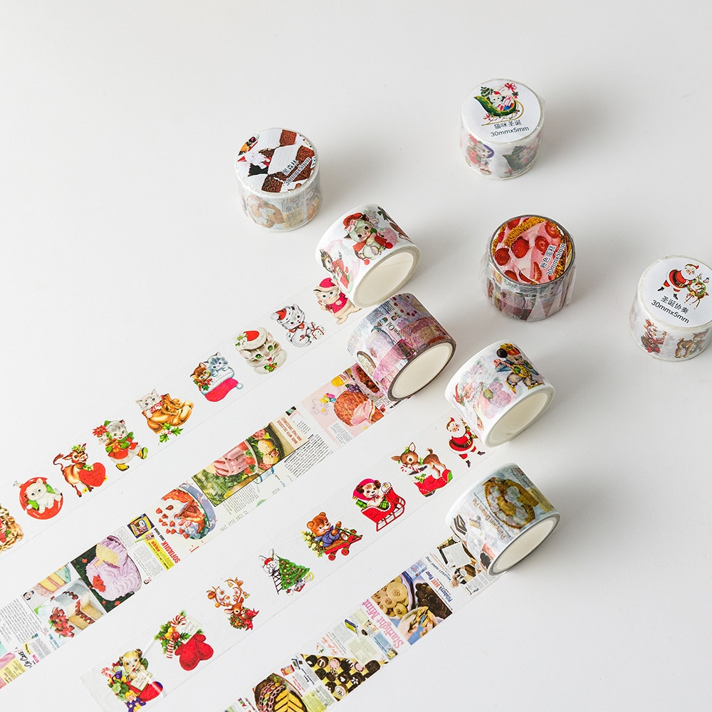 Cintas adhesivas decorativas para decoración, 1 Uds./1 lote, dulce pastel, animales encantadores, papel álbum de recortes DIY, pegatinas 3m