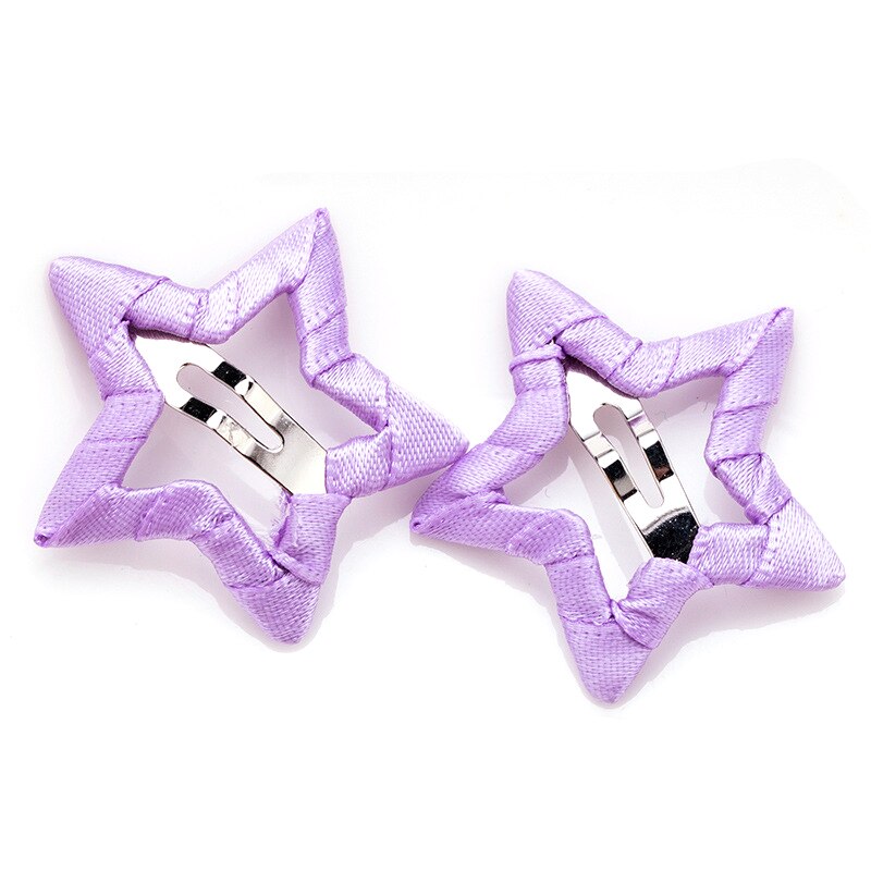 2pcs Hair Cute Pentagram Star Clip Baby Girl Hairpin Children Solid Color Kids Headwear Hair Accessories TSLM1: 11