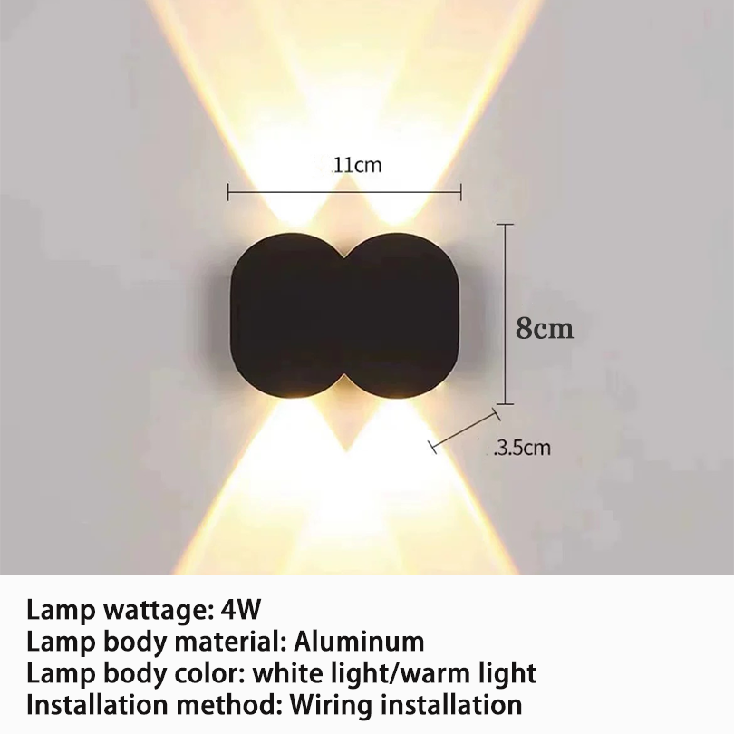 Aluminium led væglampe vandtæt  ip55 udendørs havelamper 8w 12w indendørs væglamper til soveværelse stue trappebelysning: Kold hvid / 6w