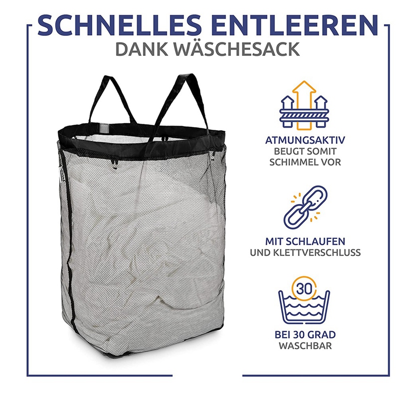 Wasmand Met Deksel, Zwart Wasmand Met Verwijderbare Waszak-Wasserette Sorter Voor Badkamer En Slaapkamer