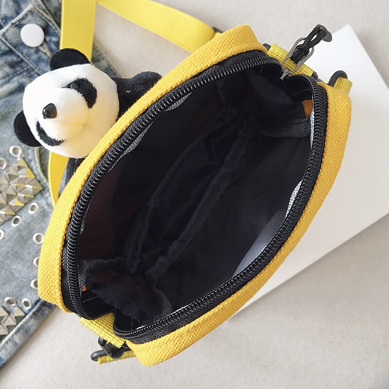 Newhotstacy Borsa 040420 retrò della bambola del panda propenso singolo sacchetto di spalla bello studenti borsa di tela