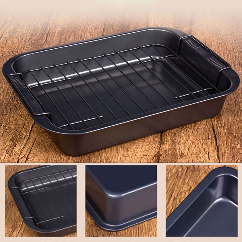 Non Stick Grilled Fish Pan Baking Tray Cake Cheese Cookie Bread Plate with Rack 896A