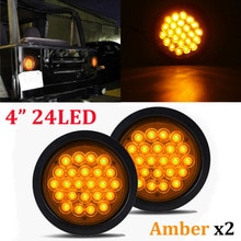 2pcs Super Bright 12V 12W 24LED Amber 4Inch Round Stop Tail Turn Signal Light Truck Tractor Trailer Watertight Sealed Decoration