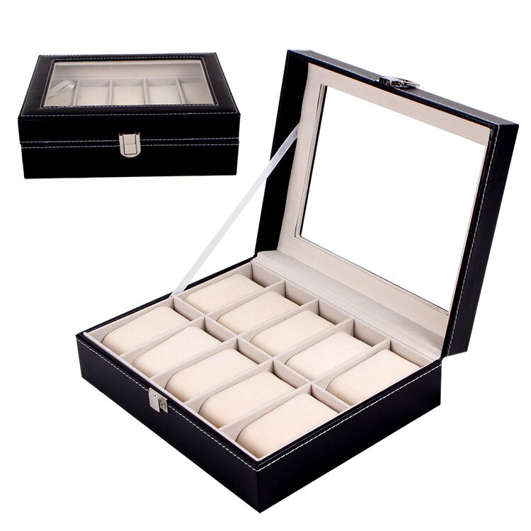 Watch Display Box - Luxury PU Leather Organizer - 2 to 12 Grids - Jewelry Storage Case
