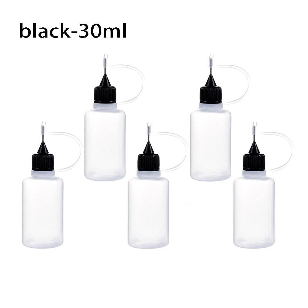 Aplicador de pegamento para manualidades, 5/10/20/30/50/100ML, botella de reutilización para papel Quilling, herramienta para manualidades de papel de álbum de recortes, 5 uds.: 30ml-black