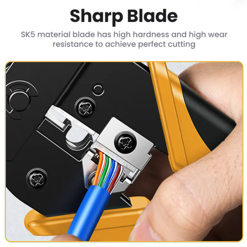 RJ45 Krympeverktøy - Ethernet Nettverkskabel Krympetang Cutter Stripper Tang for Modulære Kontakter
