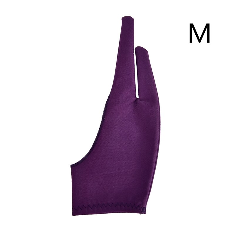 1pcs 18.5cm Black Artist Drawing Glove For Any Graphics Drawing Tablet 2 Finger Anti-fouling,both For Right And Left Hand Size S: Purple M