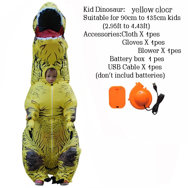 T-rex Dinosaure déguisement gonflable mascotte Deguisement Halloween Pour Animaux Cosplay Dinosaure: Kid Size14