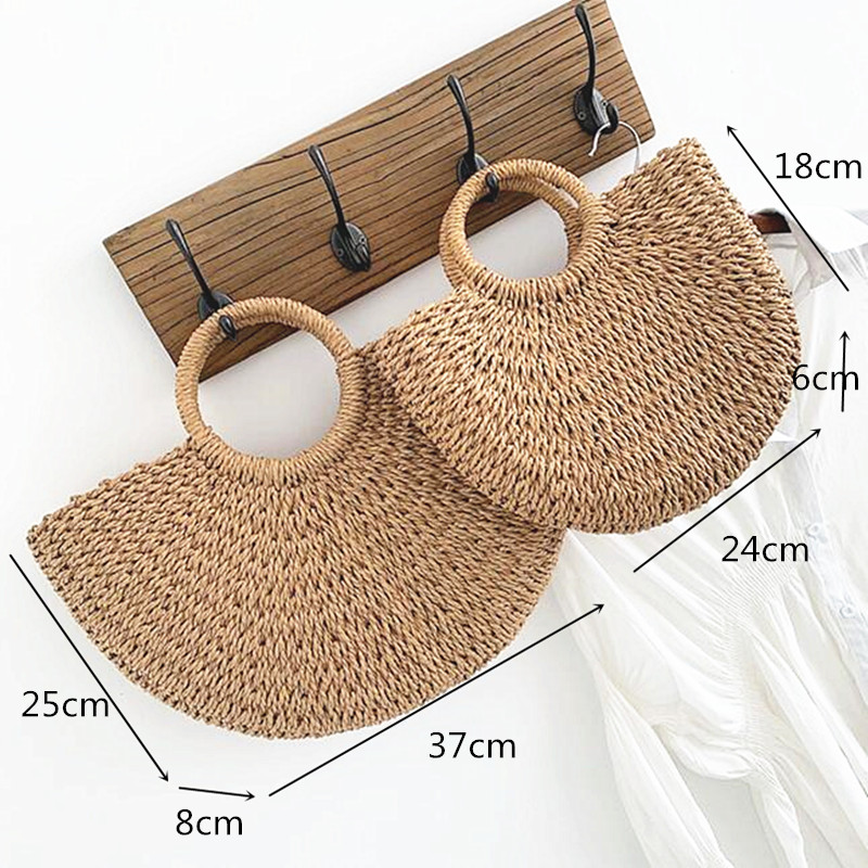 Multi-styles Straw Bags Handmade Summer Woven Beach Ladies Shoulder Bag Bohemia Bali Travel Female Handbags