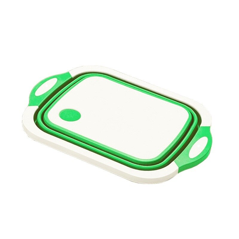 Anti-skid Multifunction Collapsible Cutting Board Dish Tub 3 In 1 Folding Sink Drain Basket Travel Outdoor Camp Portable Basins: Green