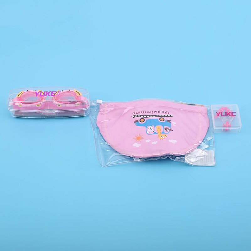 Kinderen Zwemmen Bril Cartoon Kids Zwemmen Caps Ear Plug Professionele Vis Krab Eyewear Arena Waterdichte Zwembril: Pink