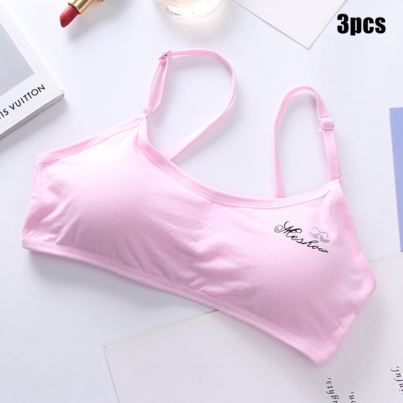 3Pcs Kids Meisje Verstelbare Bh Vest Kids Cotton Blended Beha Kleding Jaar Lbv: Roze