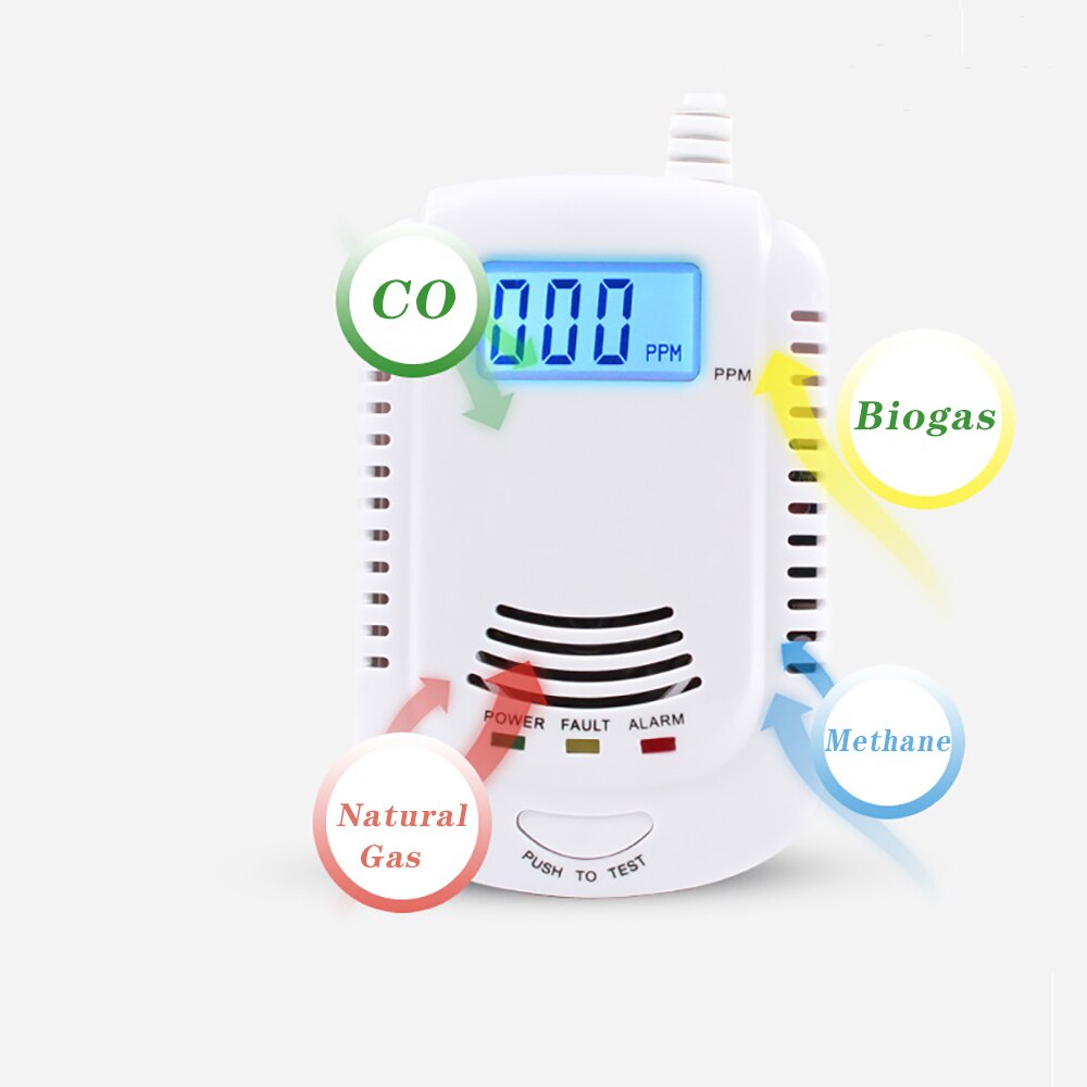 2 in 1 Gas Detector Home Natural Gas Methane Propane CO Alarm Poisonous Gas Leak Sensor Detector