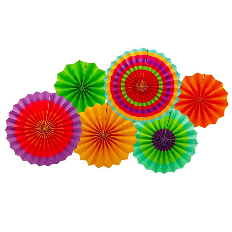 6 Set Mexican Party Decoration Supplies Paper Fan Flower Set Wedding Decoration Arrangement Paper Fan Flower