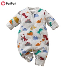 Patpat lente en herfst baby dinosaurus allover jumpsuit voor babyjongens bodysuits kleding