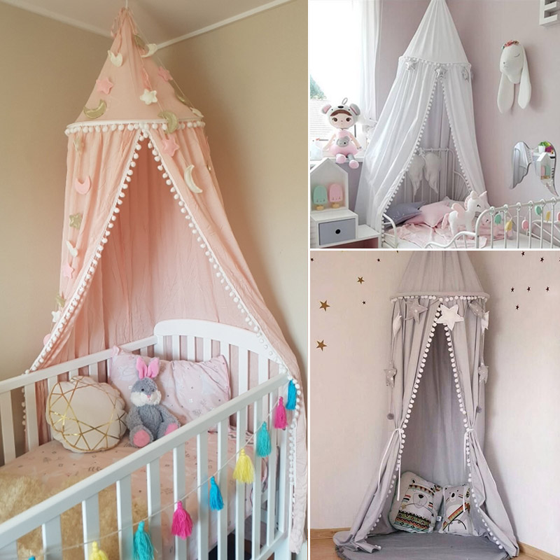 Kids Bed Canopy Curtain Children Play Tent House Girl Princess Round Dome Canopy Baby Crib Cot Hanging Tent Baby Room Decoration